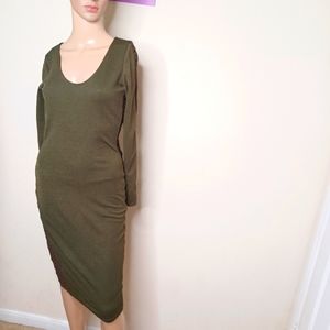 Codigo Olive Long Sleeve Bodycon Midi Dress Size: Medium